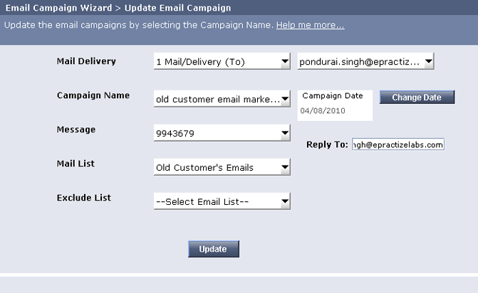 Update Email Campaign