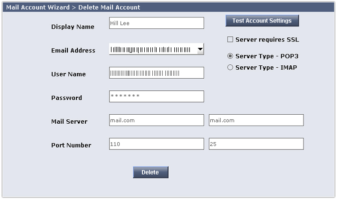 Delete Mail Account